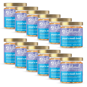 Globowl Stage 3 Baby Food & Toddler Meals, 6+ Months Early Allergen Introduction, Baby Led Weaning, International Whole Food Snacks For Toddlers, Babies, 4 Oz Glass Jar, Yaya'S Medi-Bowl, 12-Pack