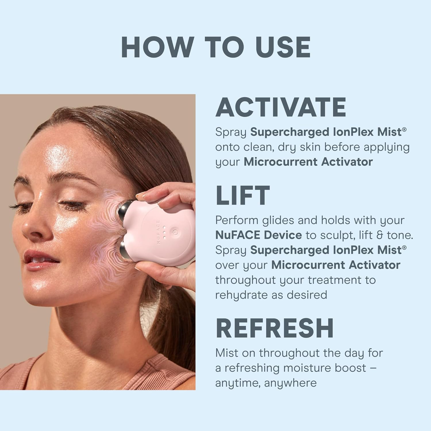 Nuface Supercharged Ionplex Facial Mist - 3-In-1 Ultra-Fine Hydrating Face Mist & Pore Minimizer With Hyaluronic Acid + Ionplex Technology To Lock In Moisture And Enhance Microcurrent Treatment (5 Oz) : Beauty & Personal Care