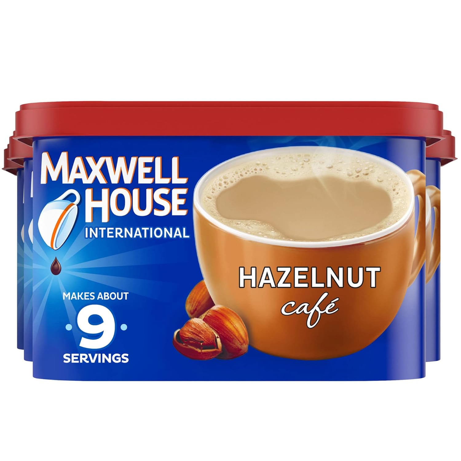 Maxwell House International Hazelnut Café-Style Instant Coffee Beverage Mix (4 ct Pack, 9 oz Canisters)