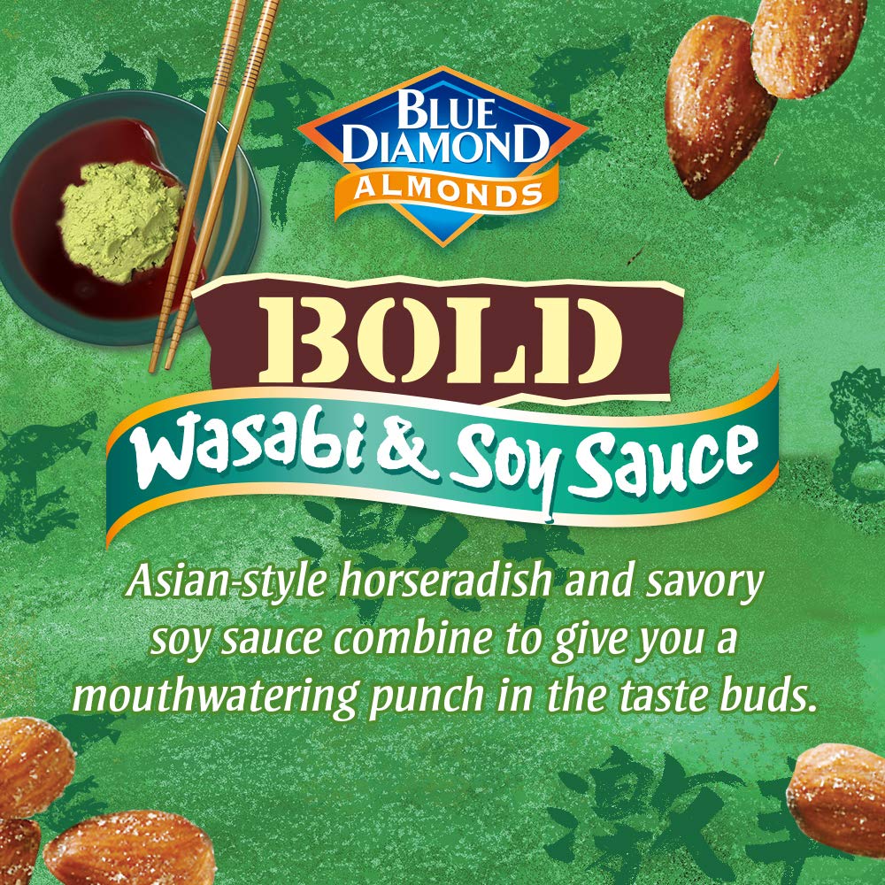 Blue Diamond Almonds, Wasabi/Soy Sauce 12-4 Oz Bags : Grocery & Gourmet Food