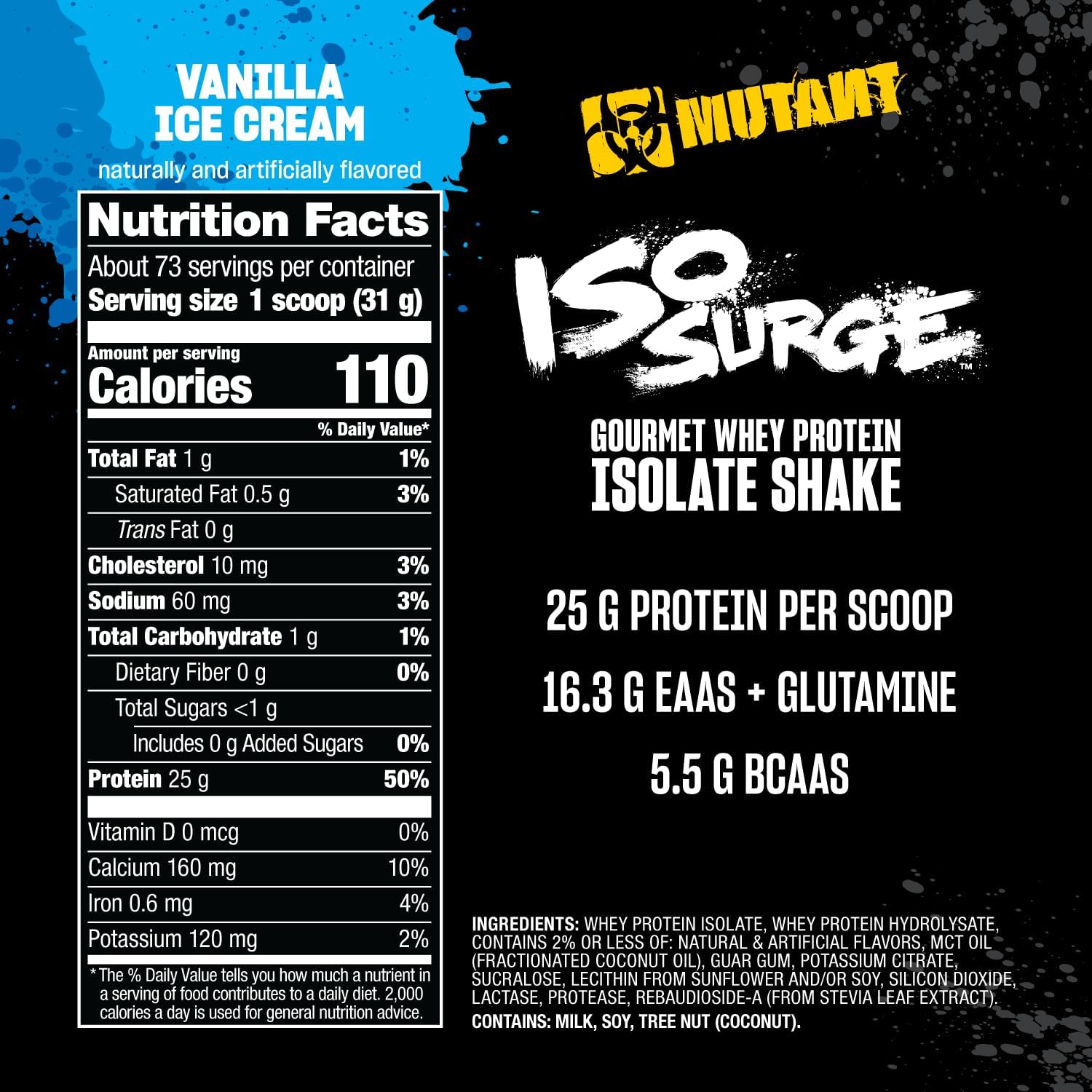 Mutant Iso Surge Whey Protein Isolate Powder Acts Fast To Help Recover, Build Muscle, Bulk And Strength, 5 Lb - Vanilla Ice Cream : Health & Household