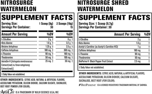 Jacked Factory Nitrosurge Shred Thermogenic Pre-Workout In Watermelon & Watermelon Nitrosurge Pre-Workout For Men & Women