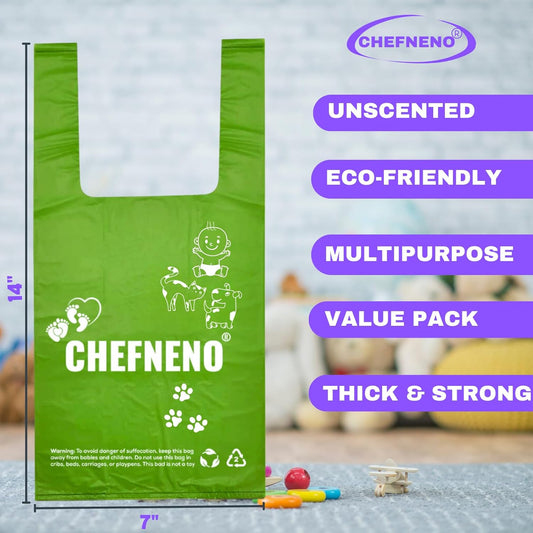 Baby Diaper Bag Disposable Biodegradable Unscented Easy Tie Handles (500 Bags) Made W/Epi Additive Bulk Diaper Sacks Dog Poop Waste Bags Cat Litter Clump & Poop Bags Sanitary Pad Waste Bags (500 Ct.)