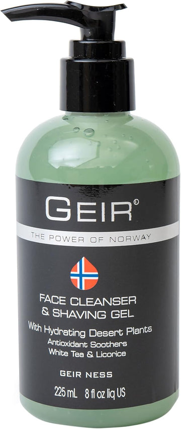 Geir Ness Face Cleanser & Shave Gel For Men - Contains Arctic Algae & Minerals - Moisturizing Deep Cleansing Face Wash