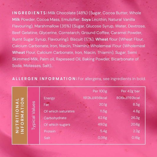 Mallow & Marsh Ultimate S’More Bar - Toasted Vanilla, Milk Chocolate Covered Marshmallow With Biscuit Base (14 X 42G)