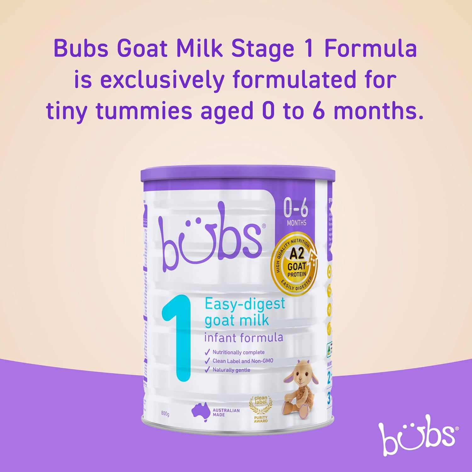 Bubs Goat Milk Infant Formula Stage 1, Infants 0-6 months, Made with Fresh Goat Milk, 28.2 oz : Baby