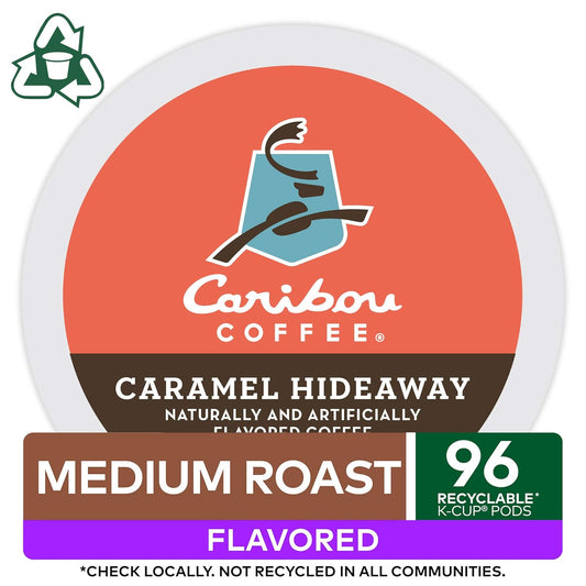 Caribou Coffee Caramel Hideaway Keurig Single-Serve K-Cup Pods, Medium Roast, 96 Count (4 Packs of 24)