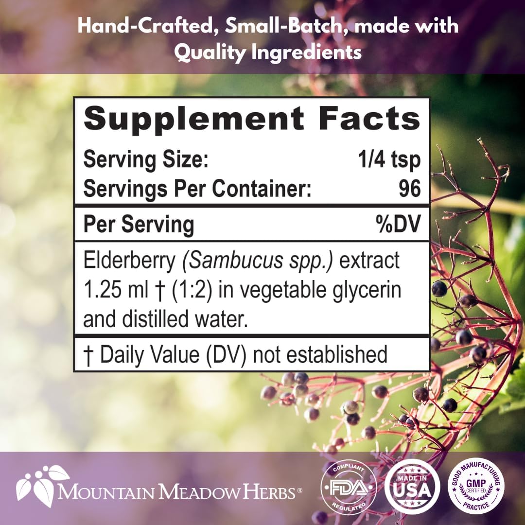 Mountain Meadow Herbs Elderberry Extract | All Natural Immune Booster | Fast-Acting Liquid Concentrate | Promotes Immune System Health | Tincture 4 oz. : Health & Household