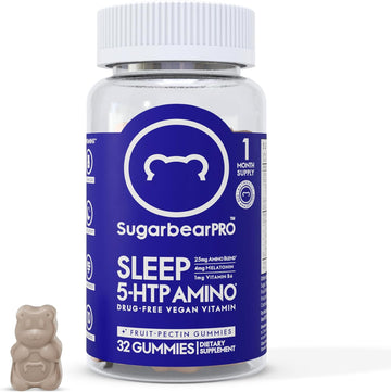SugarbearPro Sleep Aid Gummies for Adults with Melatonin 4mg, Magnesium, L-Theanine, 5 HTP, B6, Valerian Root - Vegan Sleep Vitamins (1 Month Supply)