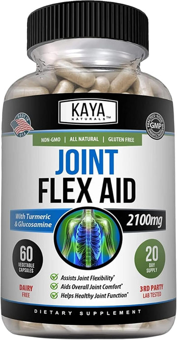 Kaya Naturals Joint Flex Aid | Joint Support Supplement For Men And Women | Turmeric Capsules | For Overall Knee Support And Joint Health (60 Count)