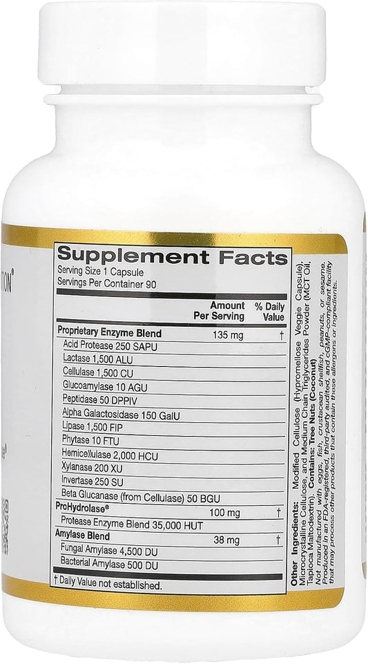California Gold Nutrition Digestive Enzymes, Broad Spectrum, Suitable For Vegetarians, 90 Veggie Capsules