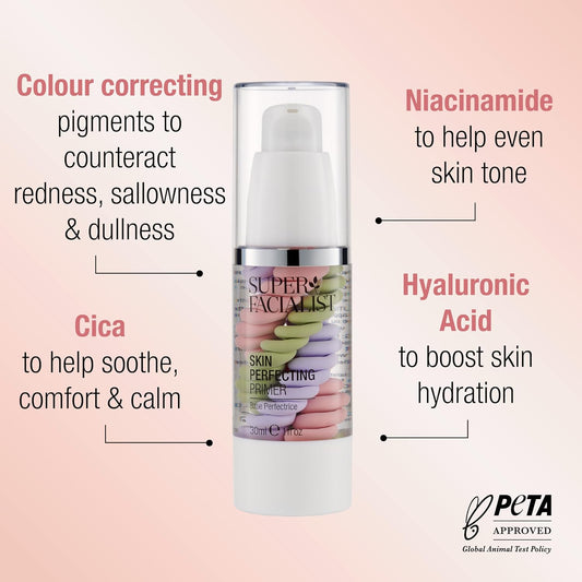 Super Facialist Skin Perfecting Primer Deep - Base Face Primer To Hydrate, Protect & Refine With Colour Corrector Technology, Hyaluronic Acid & Niacinamide, Vegan Friendly Make Up Primer, 30Ml