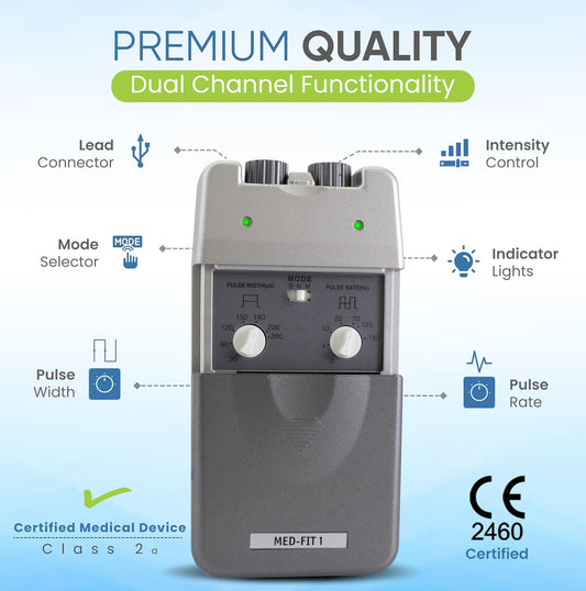 Med-Fit 1 Dual Channel Tens Machine For Pain Relief & Pain Management Therapy-Fully Certified Tens Machine Ce2460