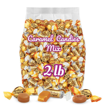 Werther'S Original Hard, Creamy Filled & Chewy Caramel Candies, 2 Lb Mix – Individually Wrapped Classic, Soft & Creamy Caramels – Made With Real Butter & Fresh Cream – Bulk Bag For Sharing