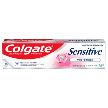 Colgate Sensitive Maximum Strength Sensitive Toothpaste, Plus Whitening And Fresh Stripe, 6 Oz