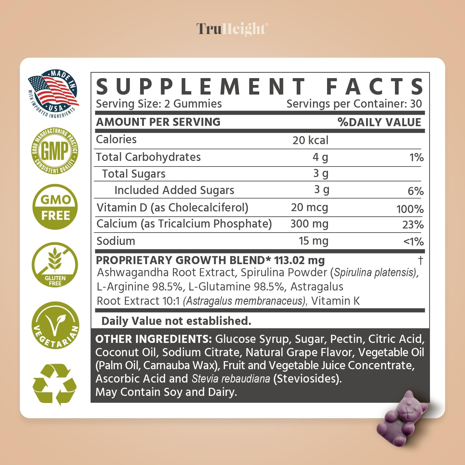 Buy Truheight Growth Gummies (Watermelon) Natural Growth & Development Supplement For Kids & Teens - Vitamin D, K, Calcium & Ashwaganda - Bone Strength Vitamins - Picky Eater Vitamin For Kids - Ages 5+ On  Free Shipping On Qualified Orders