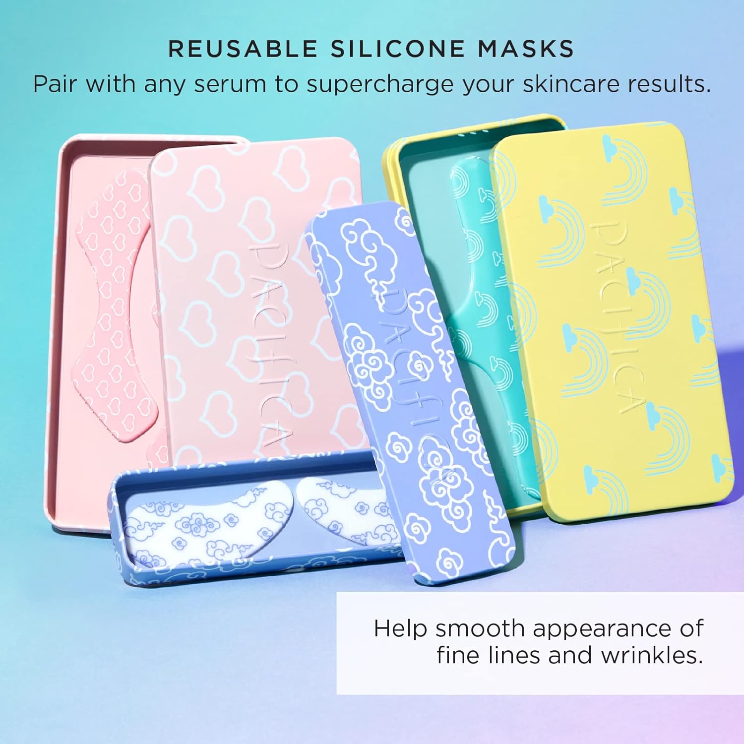 Pacifica Beauty | Reusable Undereye + Brow Mask Value Set | 100% Silicone | Vacuum Seal & Lifting Effect | Minimize Fine Lines + Wrinkles | Pair with Serum | Storage Tin Included | Vegan