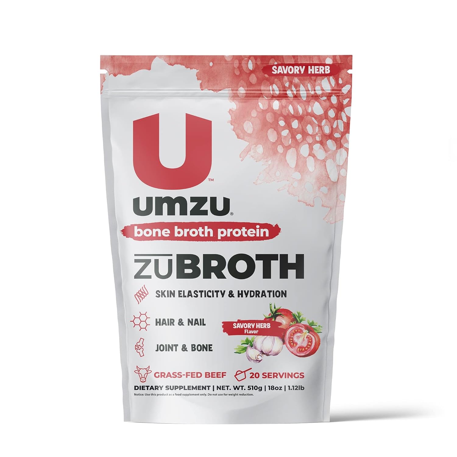 UMZU zuBroth Bone Broth - Skin, Joints, & Digestion Support - Savory H