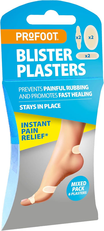 Profoot Blister Plasters - Mixed Plasters - Ideal For Painful Blisters - Prevents Painful Rubbing - Instant Pain Relief - 6 Plasters Per Pack
