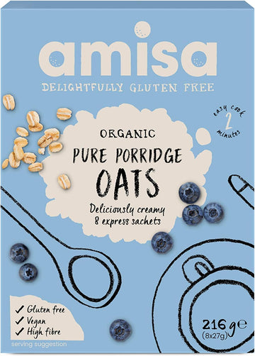 Amisa/Hildegard Gluten Free Organic Express Pure Porridge Oats Sachets 8X27G (Pack Of 1)