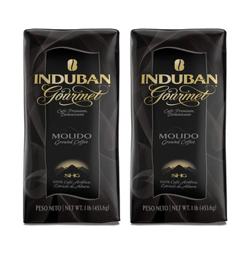 Induban Gourmet, 16 oz Bag, Ground Coffee, Medium Roast - Premium 100% Arabica Coffee from the Dominican Republic (Pack of 2)