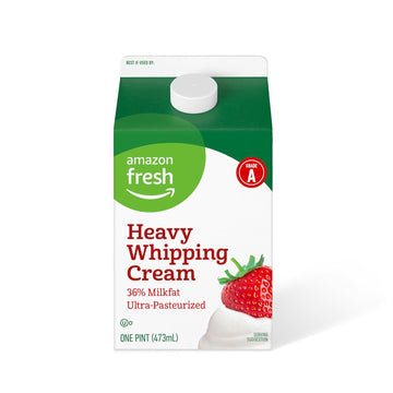 Amazon Fresh, Heavy Whipping Cream, Ultra Pasteurized, Kosher, Pint, 16 Fl Oz (Previously Happy Belly, Packaging May Vary)