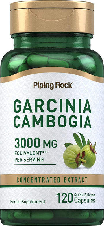 Piping Rock Garcinia Cambogia 3000mg | 120 Capsules | Concentrated Extract Pills | Non-GMO, Gluten Free Supplement