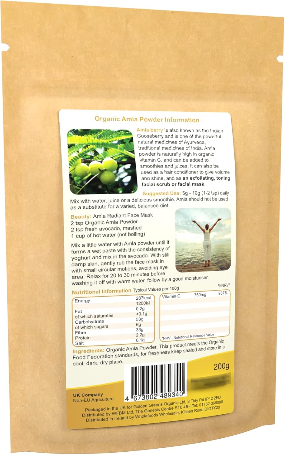 Golden Greens Organic Amla Powder 200g : Amazon.co.uk: Health & Personal Care