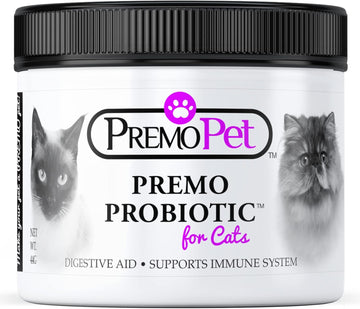 Probiotic For Cats – 120 Servings - Premo Pet – Digestive Aid Plus Prebiotics - Best For Diarrhea, Vomiting, Gas, Skin Conditions – Tasteless – Wheat & Dairy Free – Gmp – Vet Approved