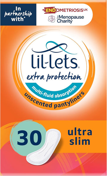 Lil-Lets Extra Protection Pantyliners X 30 (1 Pack), for Multi-Fluid Absorption, Light Bladder Weakness, Discharge or Spotting