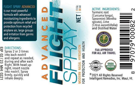 Flight Spray Advanced, Nasal Nose Spray Cleaner For Hydration - Air Humidifier + Saline Alternative, 1 Ounce Bottle