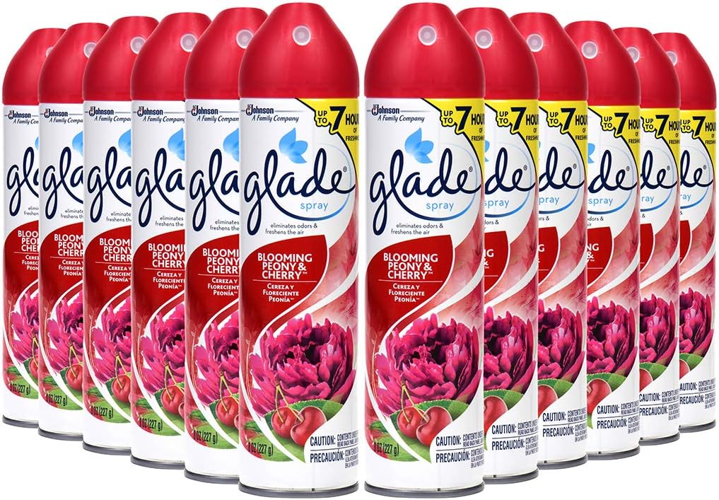 Glade Blooming Peony and Cherry Air Freshener Aerosol, 8 Ounce - 12 per case. : Health & Household