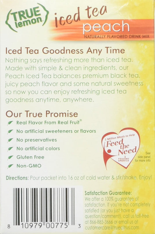 Peach Iced Tea Mix By True Lemon | Instant Powdered Drink Packets That Quench Your Thirst, Kit Includes 4 Boxes Of Mouth Watering True Citrus Peach (Iced Tea) 6 Count (Pack Of 8)