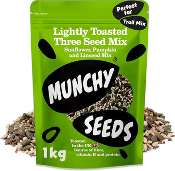 Munchy Seeds Lightly Toasted 3 Seed Mix, Pumpkin Seeds, Sunflower Seeds & Flaxseed, Free From Nuts, Seeds For Baking, Breakfast Cereals & Granola, Mixed Seeds To Eat, Mixed Seeds For Eating 500G