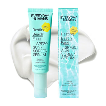 EVERYDAY HUMANS SPF30 PA +++ Sheer Sunscreen Serum Primer, 1.7oz | Light Glow Finish with Hyaluronic Acid | Make-Up Primer SPF Moisturizer For All Skin Types | Resting Beach Face