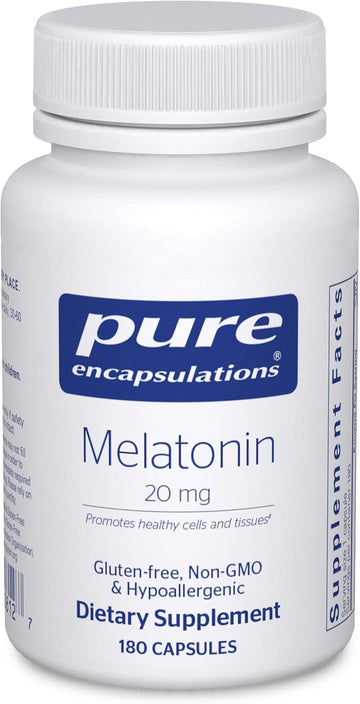 Pure Encapsulations Melatonin 20 Mg - Not Intended For Sleep Support - For Immune System & Healthy Cells - 99.5% Purity Melatonin - Gluten Free & Non-Gmo - 180 Capsules