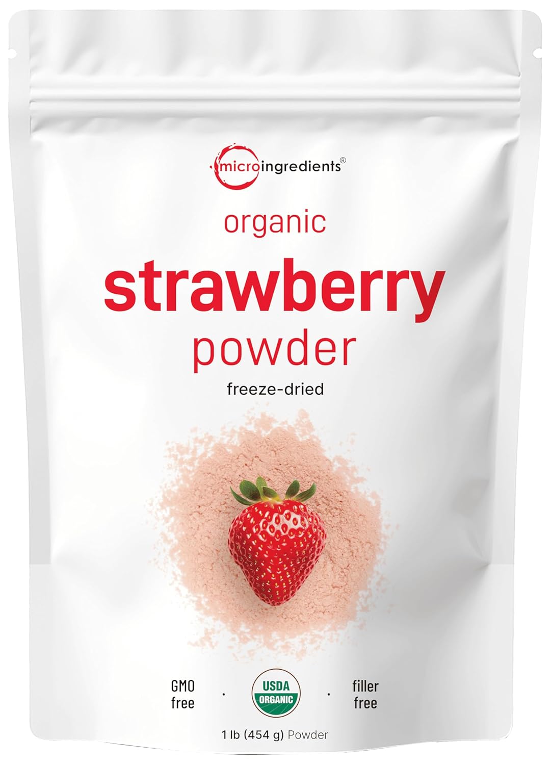 Micro Ingredients Organic Strawberries Sliced, 6.4Oz | 100% Natural Fruit | Freeze Dried Strawberry Source | No Sugar & Additives | Healthy Snack & Topping For Beverages Or Recipes | Non-Gmo, Vegan