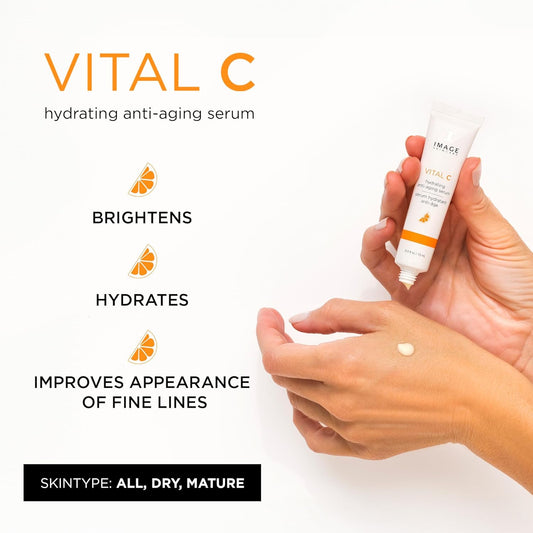 Image Skincare, Vital C Hydrating Face Serum, With Potent Vitamin C And Hyaluronic Acid To Brighten, Tone And Smooth Appearance Of Wrinkles, 1.7 Fl Oz