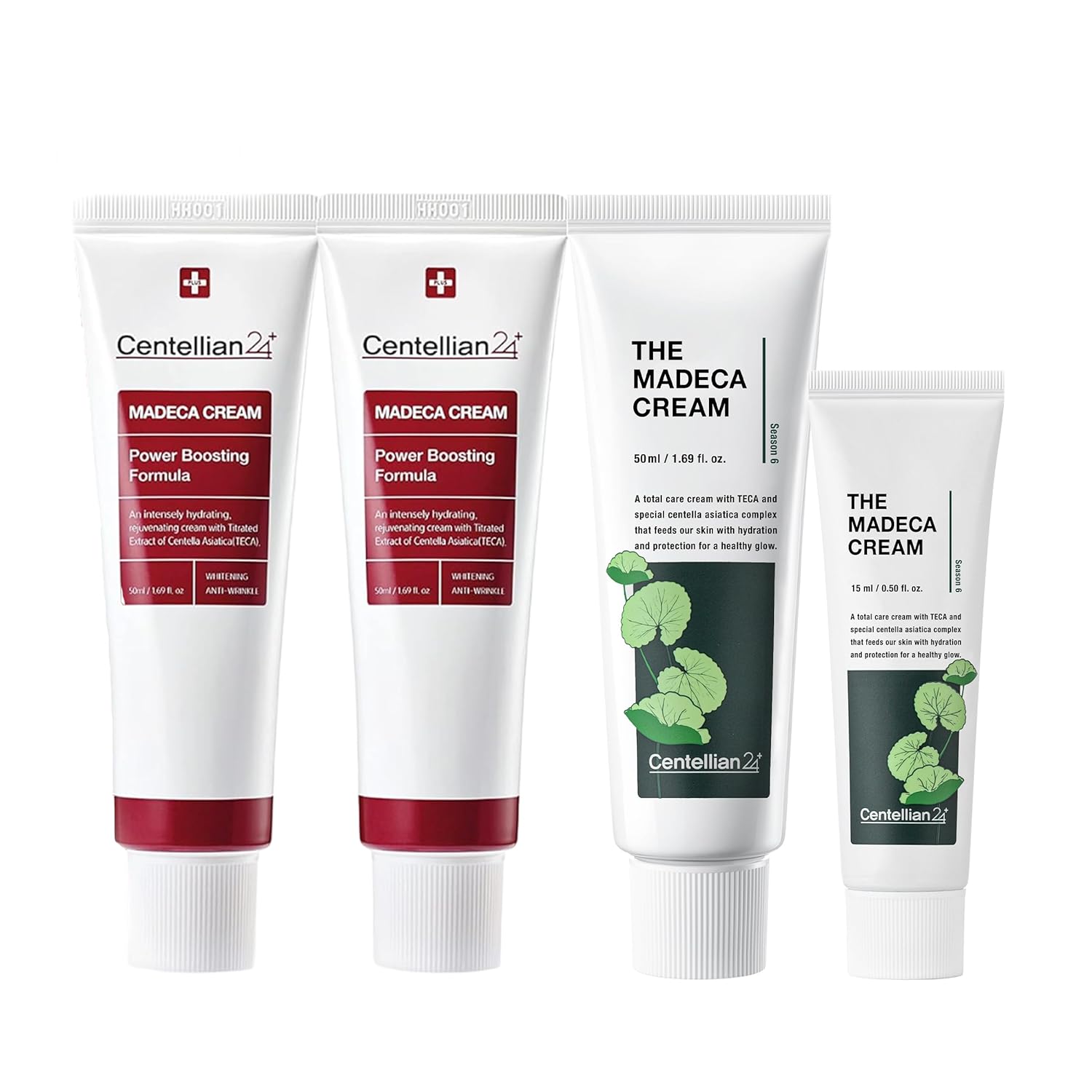 Centellian 24 Madeca Cream (Season 4, 1.7+1.7Fl Oz) + Madeca Cream (Special Edition - Green, 1.7+0.5Fl Oz) - Centella Moisturizer For Face, Korean Skin Care, Infused With Teca & Centella Asiatica