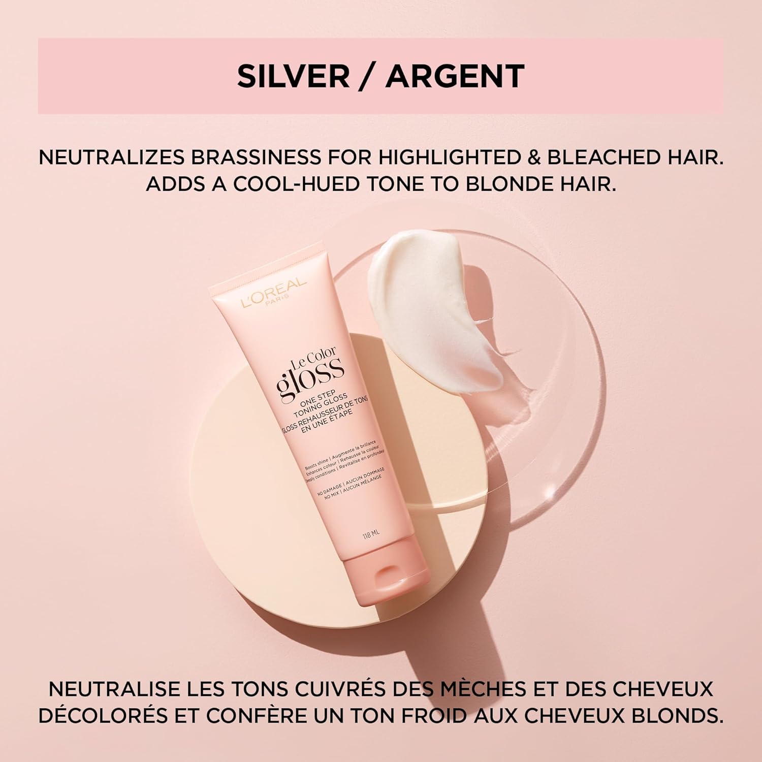 L’Oréal Paris Le Color Gloss One Step In-Shower Toning Hair Gloss, Neutralizes Brass, Conditions & Boosts Shine, Iridescent Plum Purple, 4 Ounce : Beauty & Personal Care