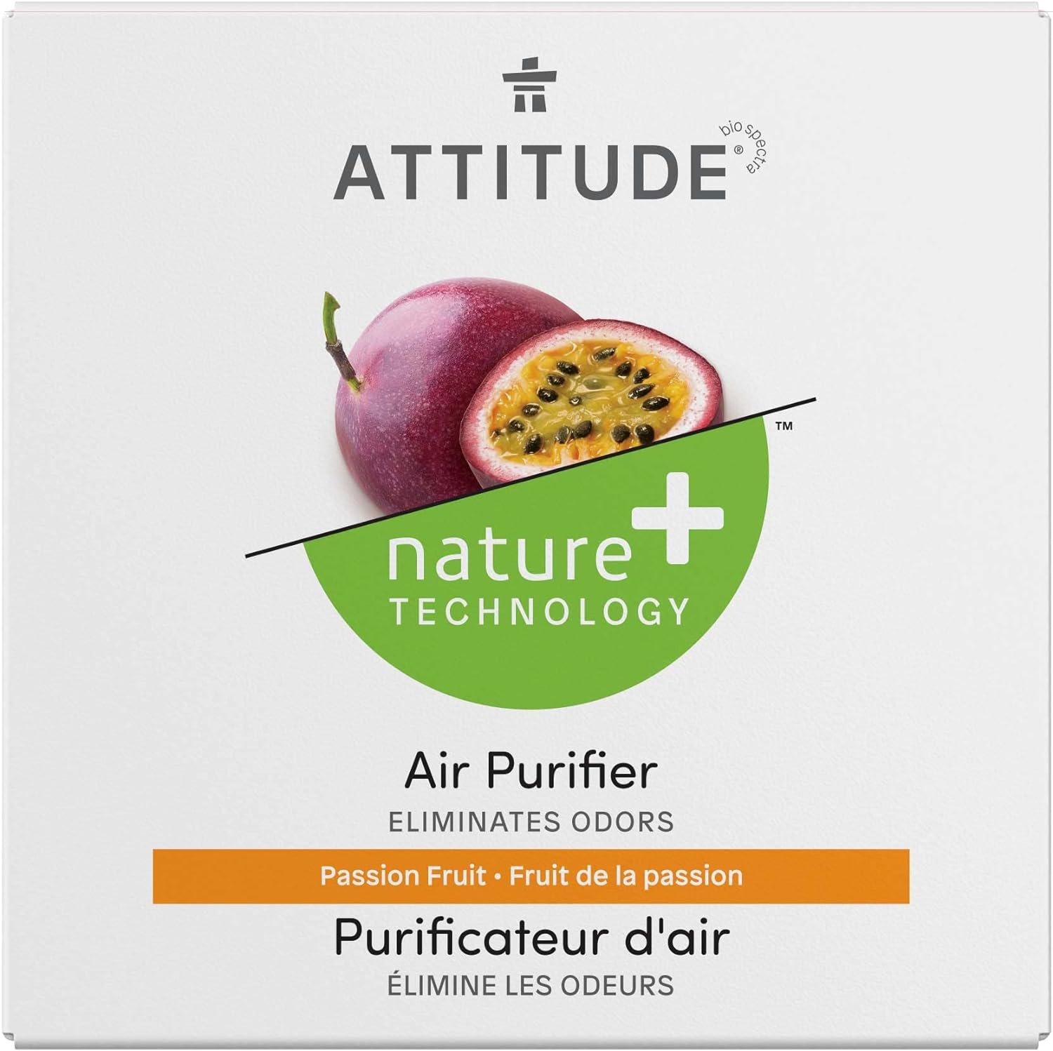 ATTITUDE Air Purifier, Activated Carbon Freshener, Odor Remover, Plant and Mineral-Based, Vegan, Passionfruit, 8 Ounces