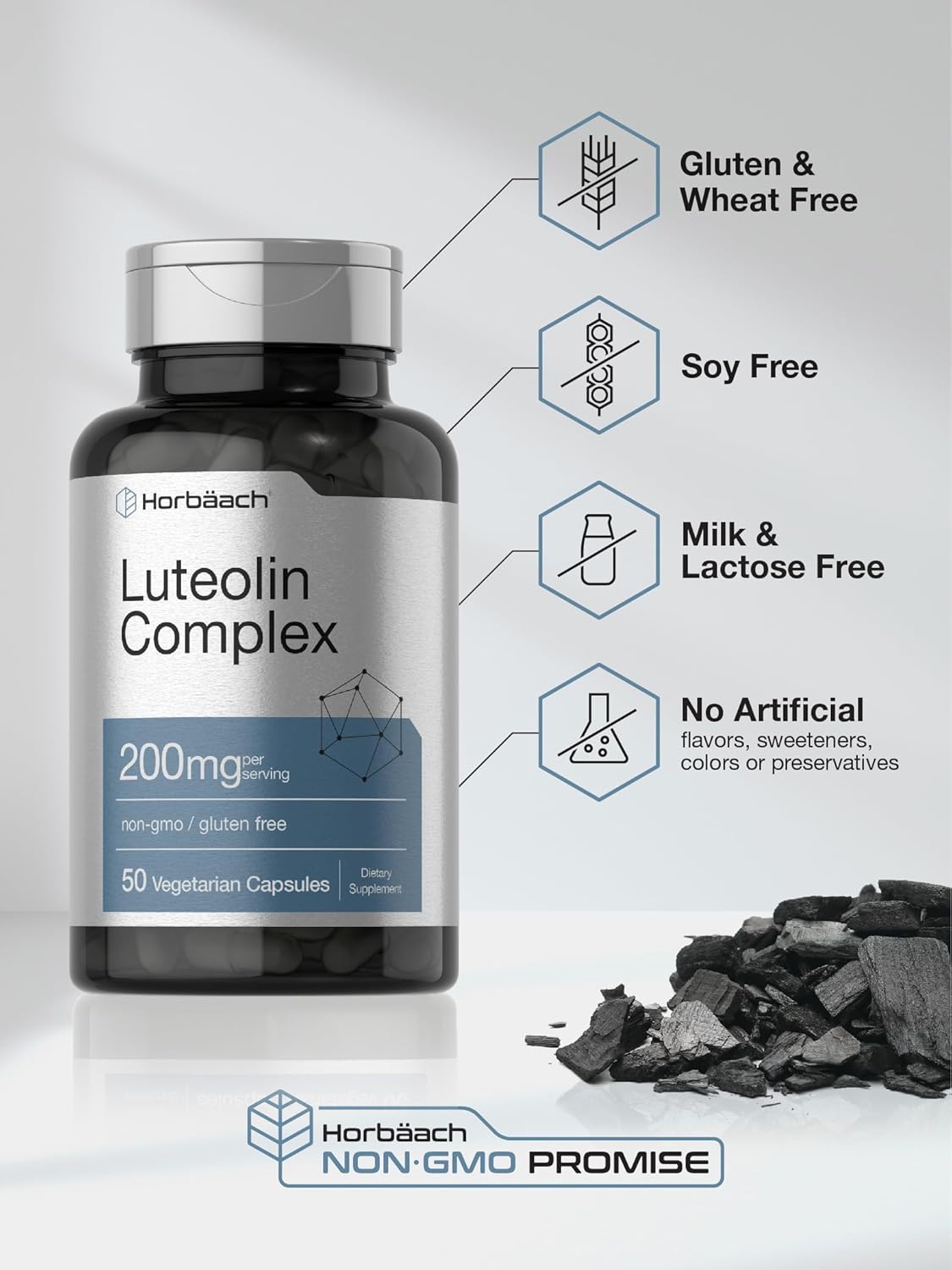 Horbäach Luteolin Complex Supplement | With Rutin | 50 Capsules | Vegetarian, Non-Gmo & Gluten Free Flavonoid Formula : Health & Household