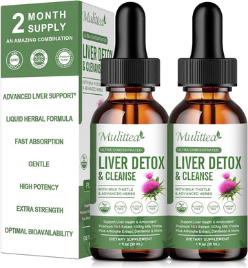 Liver Health Liquid Drops -Support Liver Cleanse Detox & Repair With Artichoke Milk Thistle Silymarin Extract, Dandelion,Turmeric, Berberine To Renew W/21 Potent Herb-Nutrients-