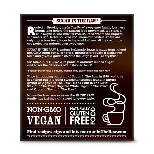 Sugar In The Raw Turbinado Cane Sugar Packets, 25 Ct, Pure, All-Natural Turbinado Sugar, Non-Gmo Project Verified, Kosher, Vegan And Gluten Free