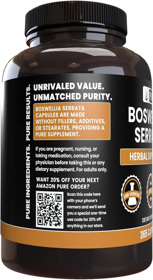 Pure Original Ingredients Boswellia Serrata (365 Capsules) No Magnesium Or Rice Fillers, Always Pure, Lab Verified