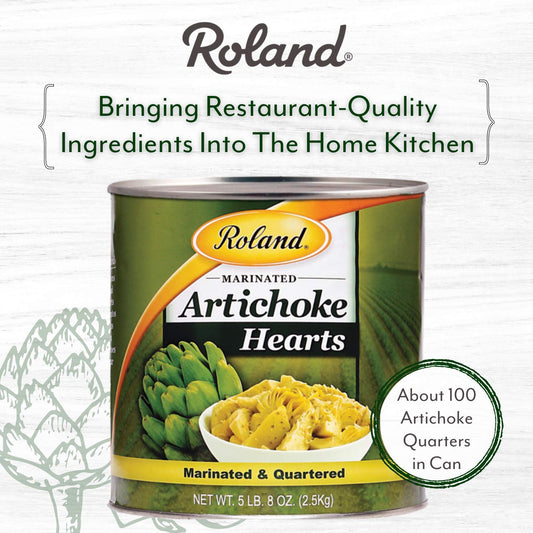 Roland Foods Marinated Quartered Artichoke Hearts, Specialty Imported Food, 5 Lb 8 Oz Can