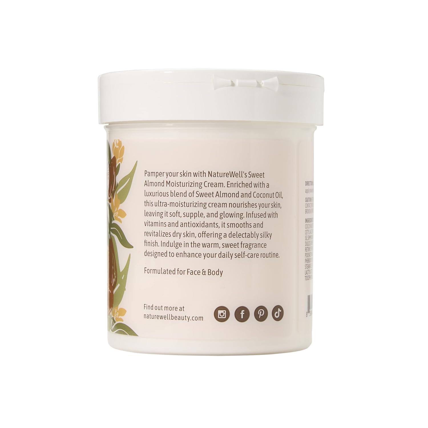 Nature Well Sweet Almond Smooth & Soften Gentle Moisturizing Cream For Face, Body, & Hands, Infused With Natural Oils & Extracts, Restores Skin Moisture Barrier, 16 Oz : Beauty & Personal Care