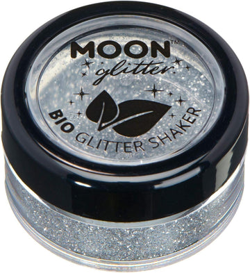Biodegradable Eco Glitter Shakers By Moon Glitter - Silver - Cosmetic Bio Festival Makeup Glitter For Face, Body, Nails, Hair, Lips - 5G
