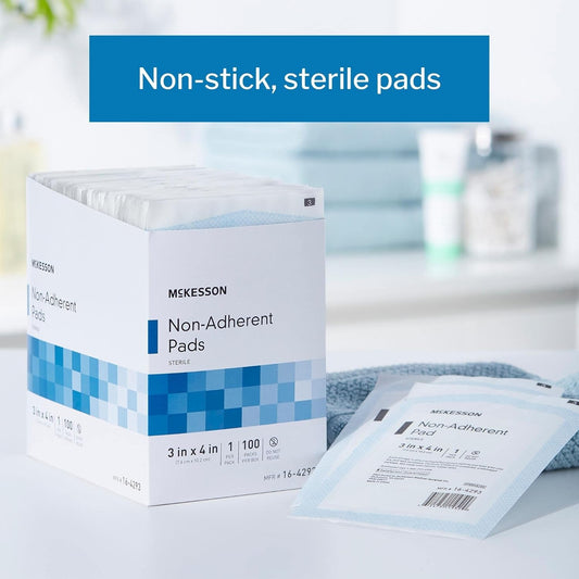 Mckesson Non-Adherent Dressing Pads, Sterile, Nylon/Polyester, 3 In X 4 In, 100 Count, 1 Pack