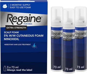 Regaine For Men Extra Strength Foam - Scientifically Proven To Help Stop Hereditary Hair Loss - Minoxidil Foam For Hair Regrowth - (3 X 73Ml), Packaging May Vary